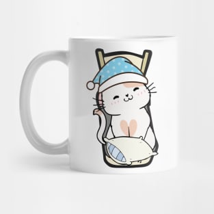 Cute white cat is going to bed Mug